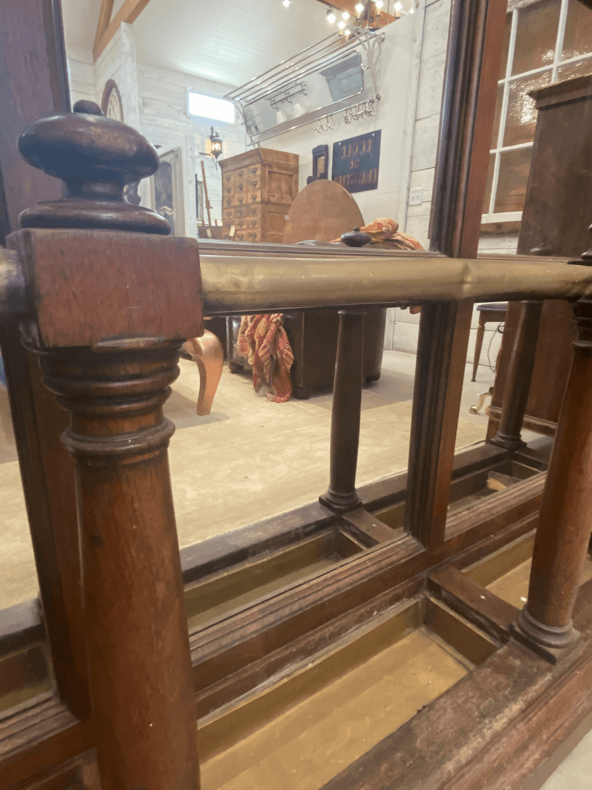 Large Oak Mirrored Hall Stand - The White Barn Antiques