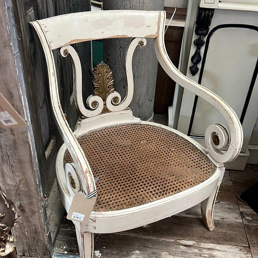 Swedish Armchair with Cain Seat Circa 1870 - The White Barn Antiques