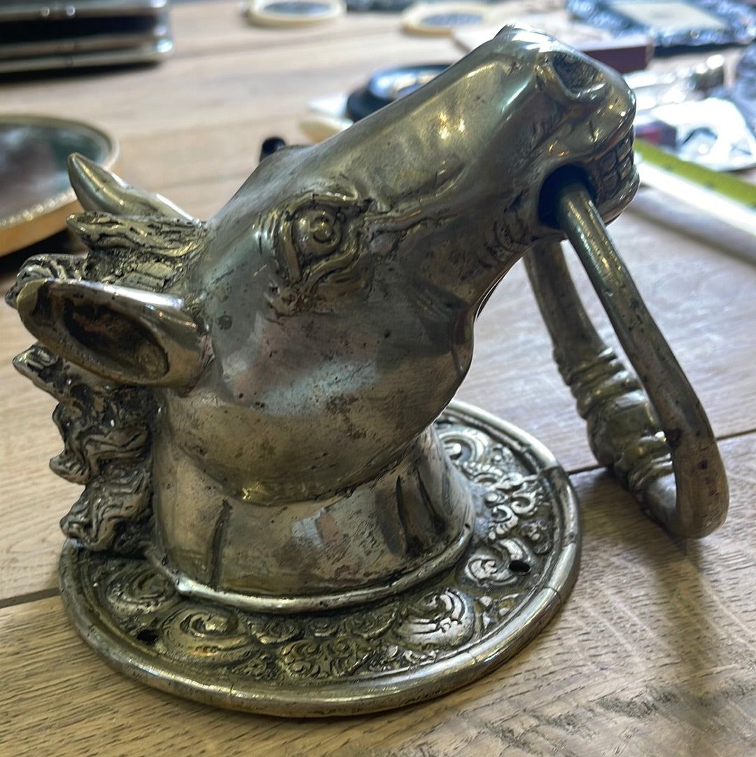 Silver Plated Donkey Door Knocker - The White Barn Antiques