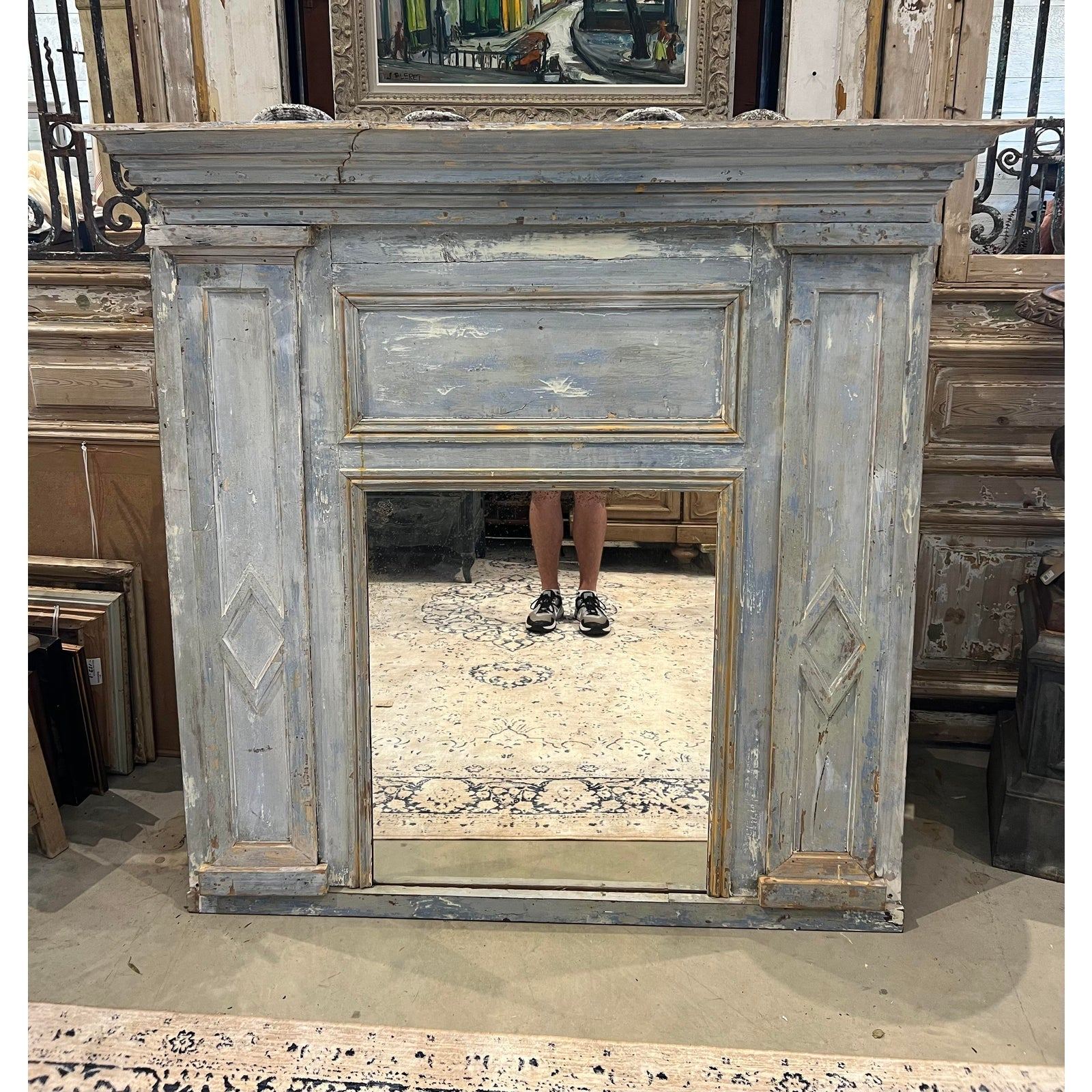 19th Century Wood Framed Mantel Mirror - The White Barn Antiques