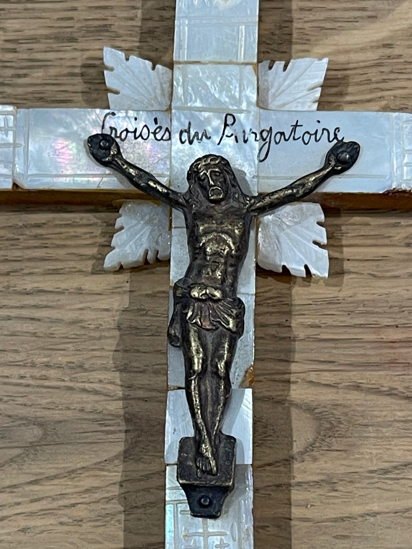 Mother of Pearl Crucifix - The White Barn Antiques