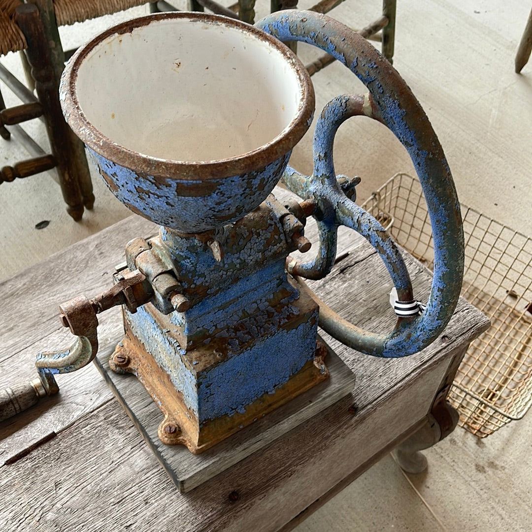 Coffee Grinder or Mill - Blue - The White Barn Antiques