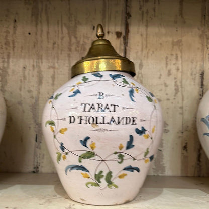 Blue and White Glazed Tobacco Jar circa 1800 - The White Barn Antiques