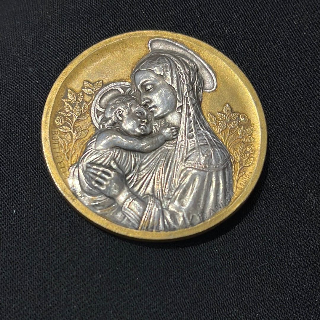 Religious Medal Jesus and Mary - The White Barn Antiques