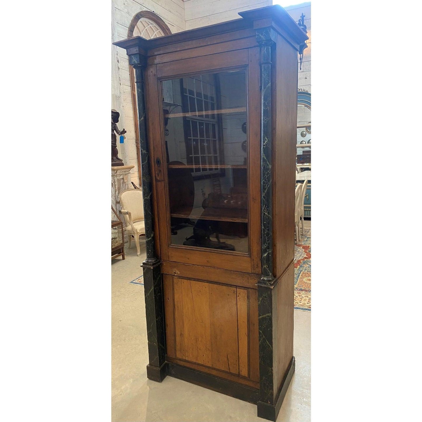 19th Century Faux Marble French Pharmacy/Apothecary Cabinet - The White Barn Antiques