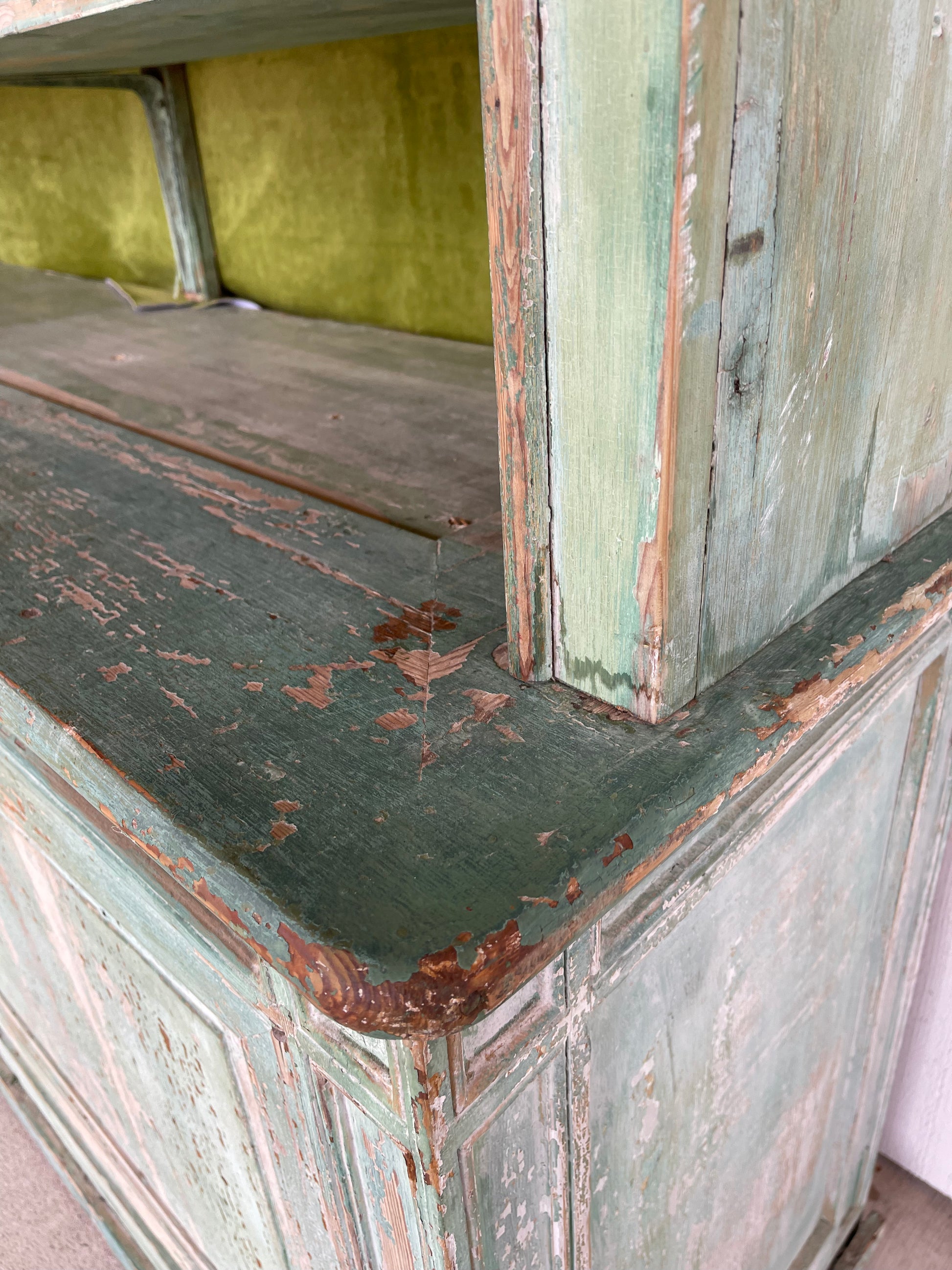 Cupboard - Green 19th Century 2 Pieces - The White Barn Antiques