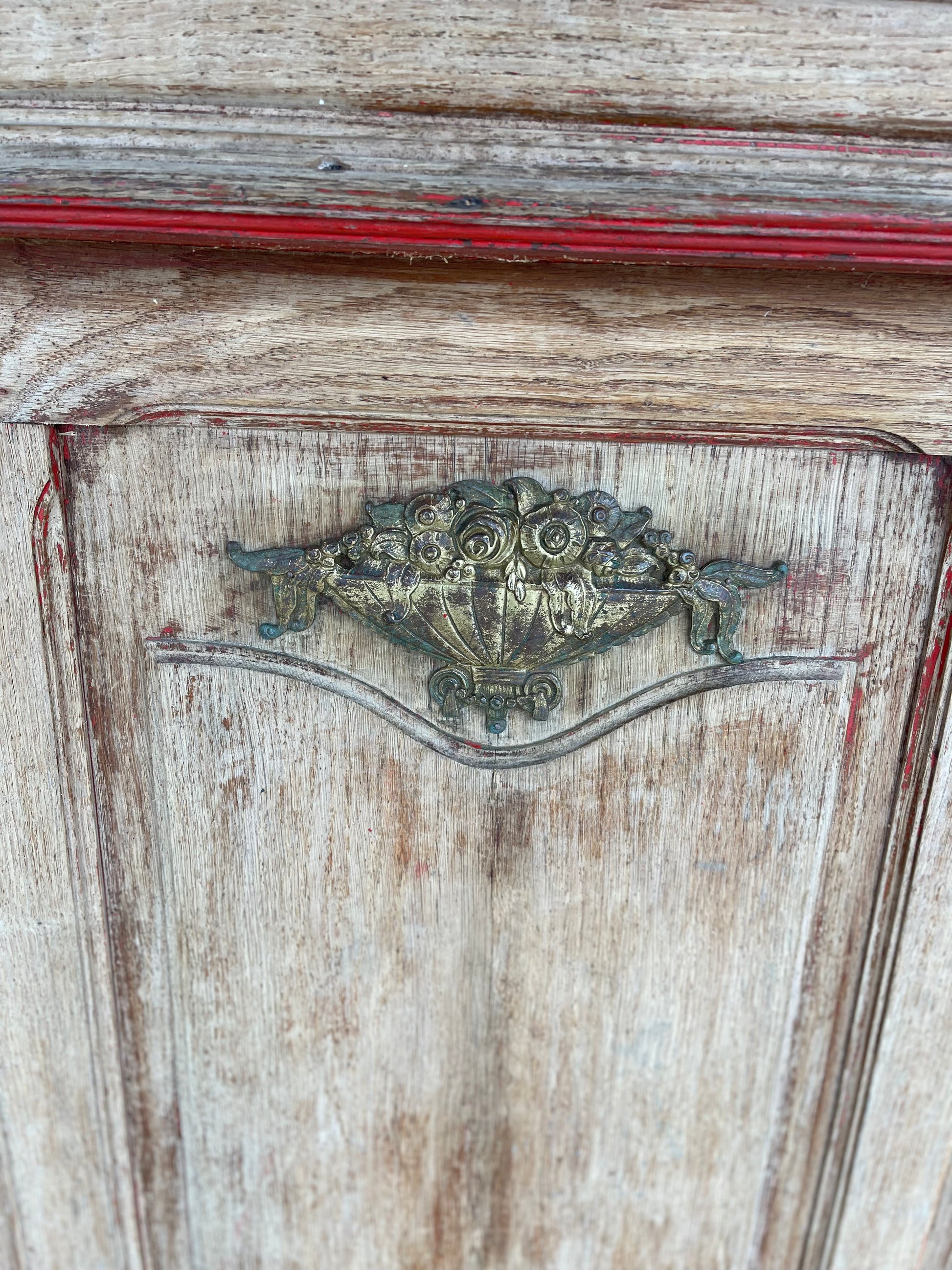 French Bar with Touches of Red and Metal Detail Circa 1910 - The White Barn Antiques