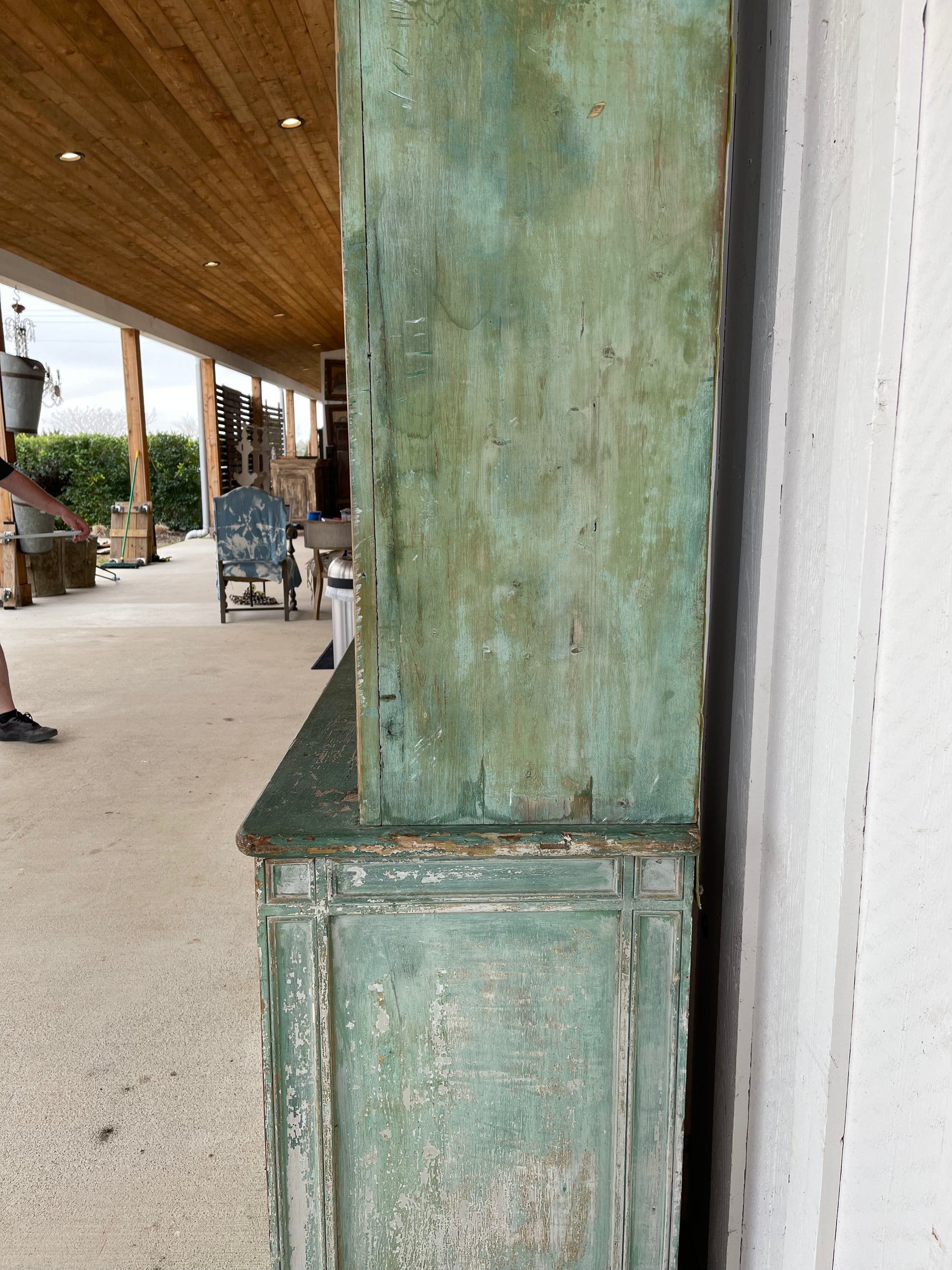 Cupboard - Green 19th Century 2 Pieces - The White Barn Antiques