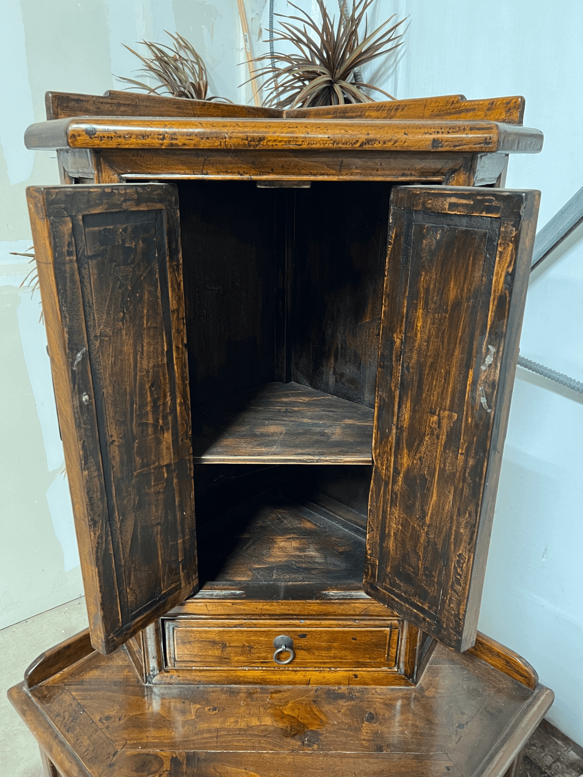 20th Century Colonial Style Corner Cabinet - The White Barn Antiques