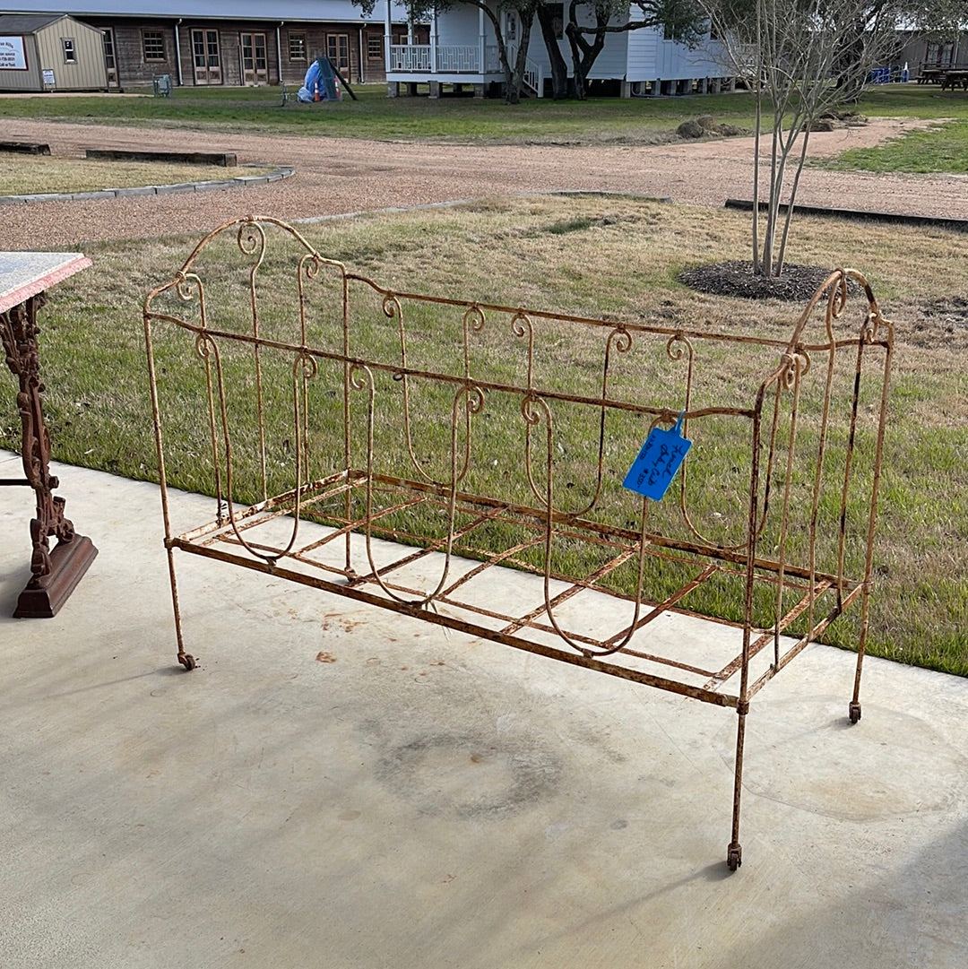 French Wrought Iron Crib Baby Bed - The White Barn Antiques