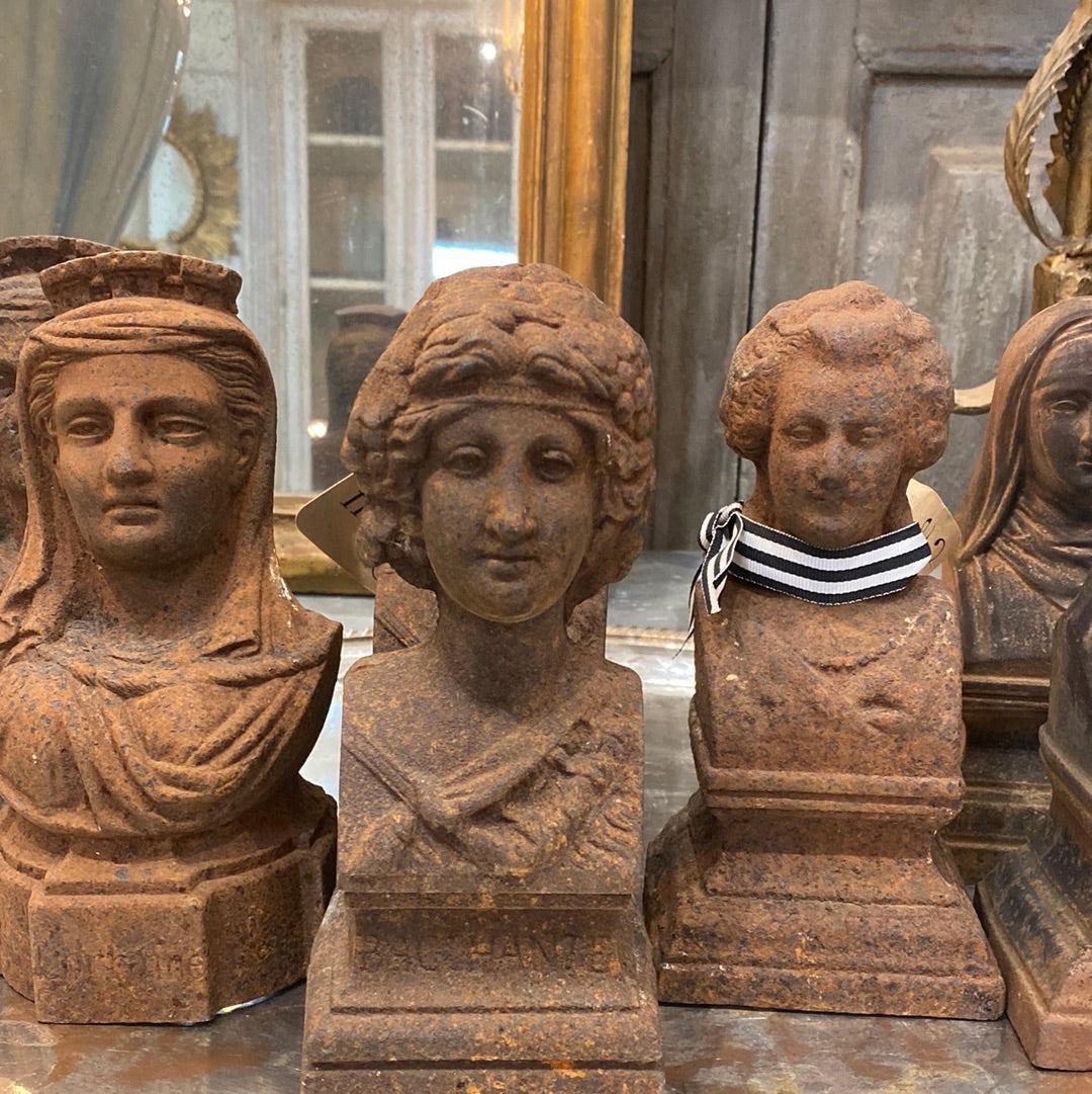 Cast Iron French Head Bookends - The White Barn Antiques