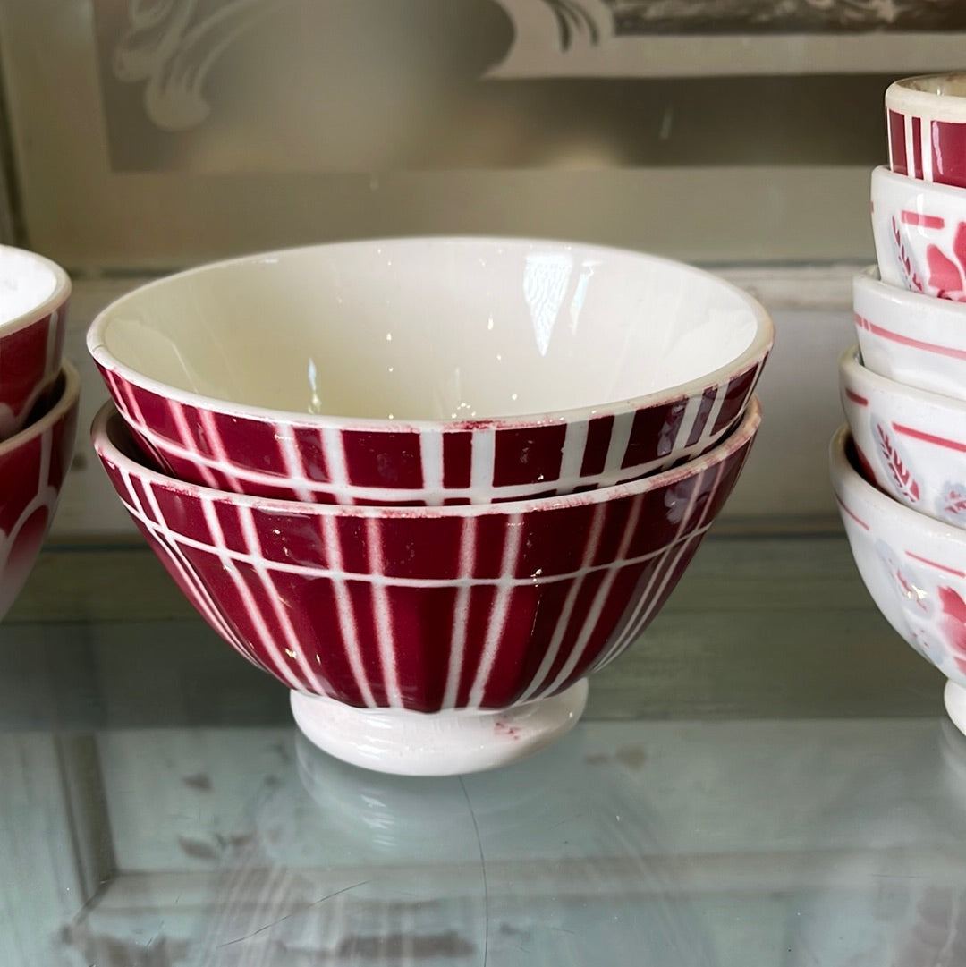 Red and White French Cafe au Lait Bowl - The White Barn Antiques