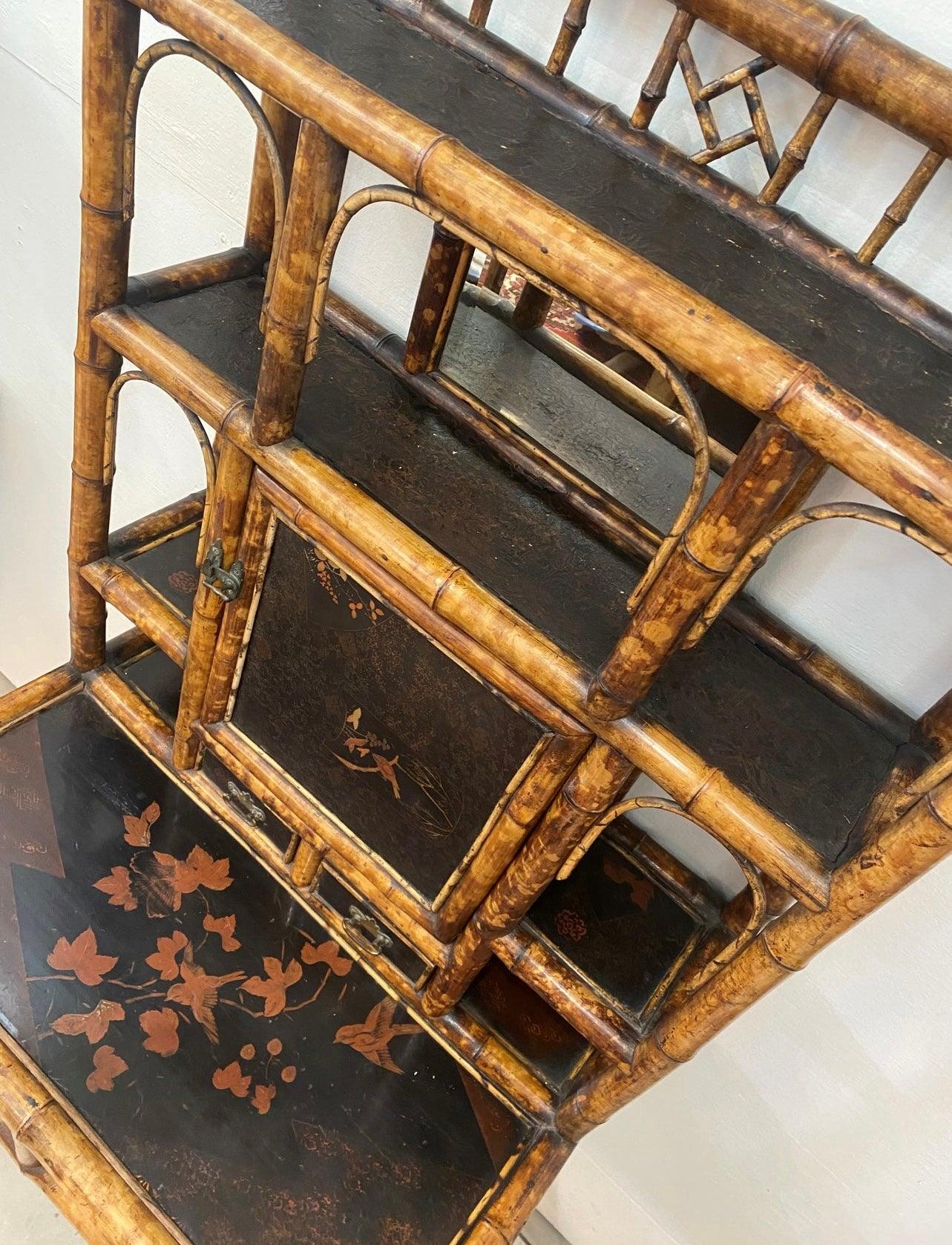 19th Century Original Lacquer Bamboo Cabinet - The White Barn Antiques