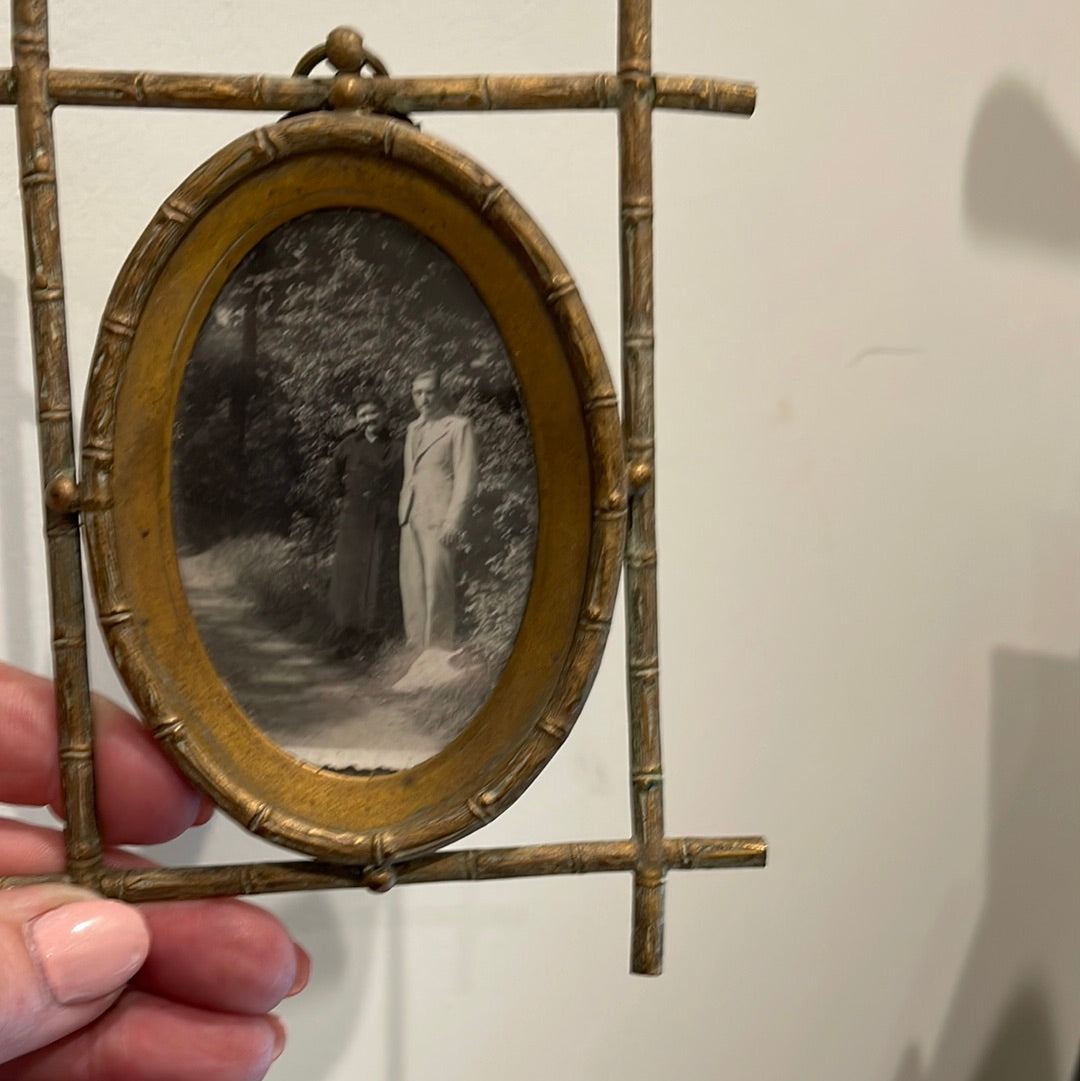 Faux Bamboo Brass Frame - The White Barn Antiques