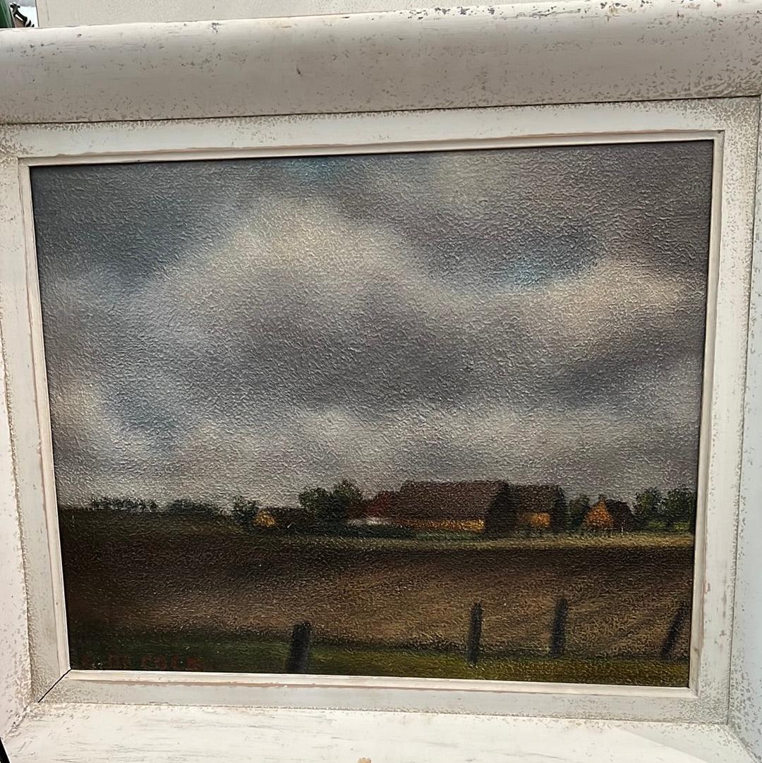 Painting of Field Scene - The White Barn Antiques