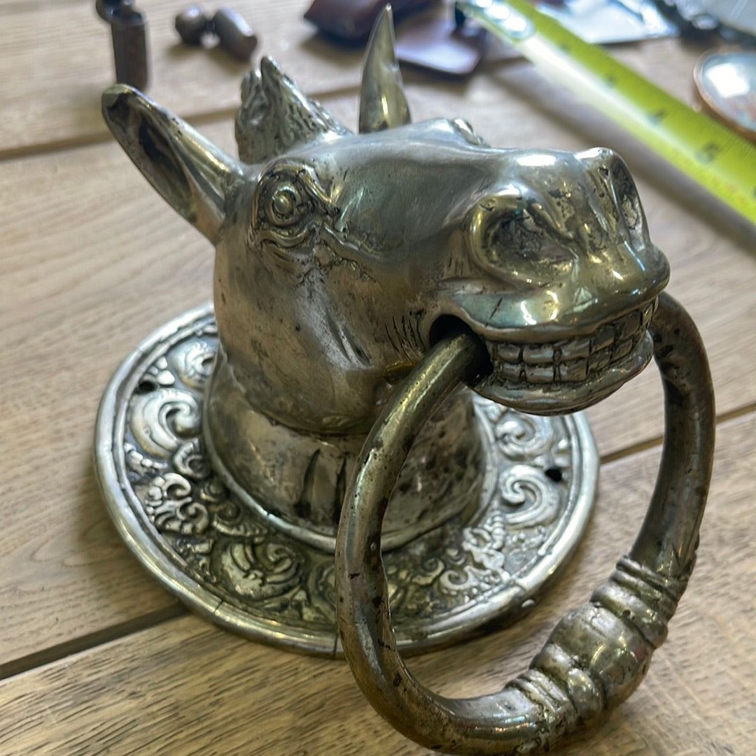 Silver Plated Donkey Door Knocker - The White Barn Antiques