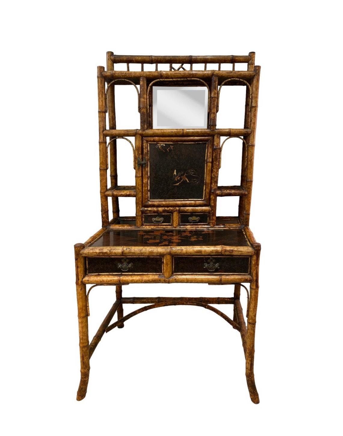 19th Century Original Lacquer Bamboo Cabinet - The White Barn Antiques