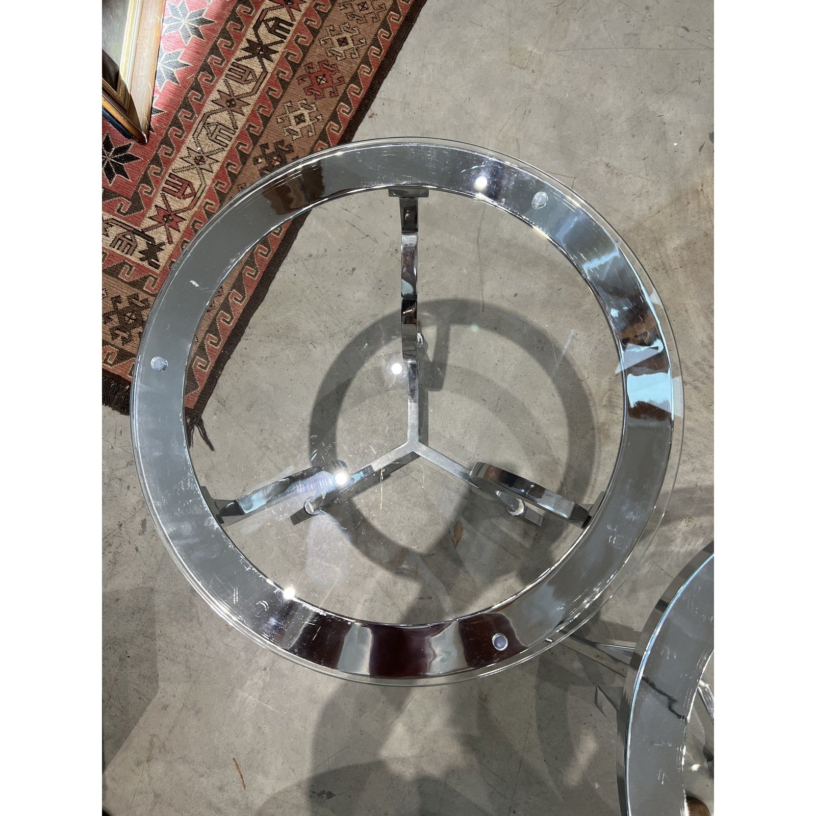 Langham Hotel Chrome and Glass Side Tables - The White Barn Antiques