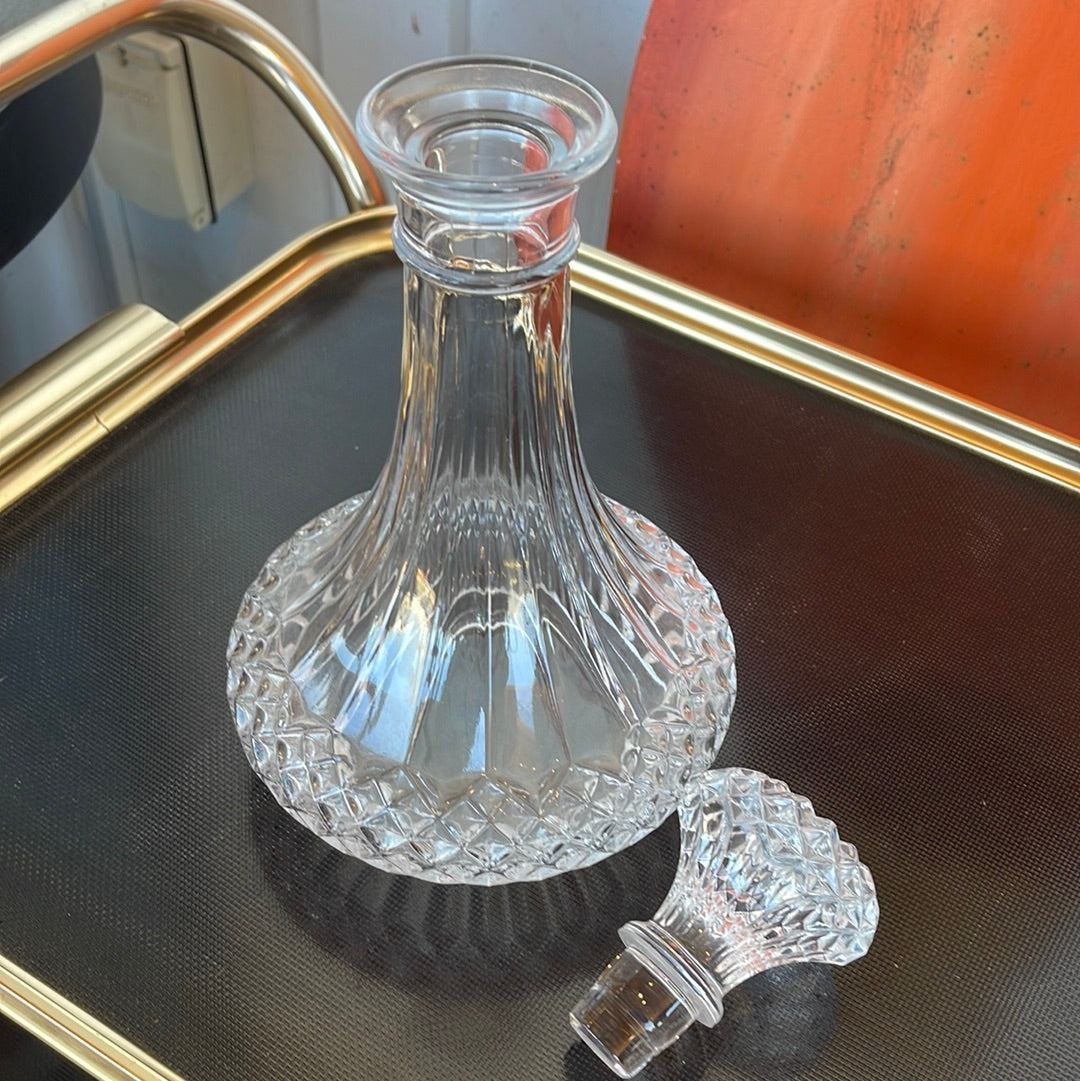 Glass Decanter with Decorative and Matching Lid - The White Barn Antiques