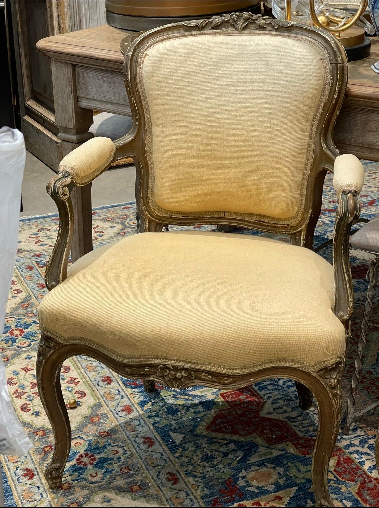 Early 20th Century Louis XV Walnut Fauteuil Arm Chairs - a Pair - The White Barn Antiques