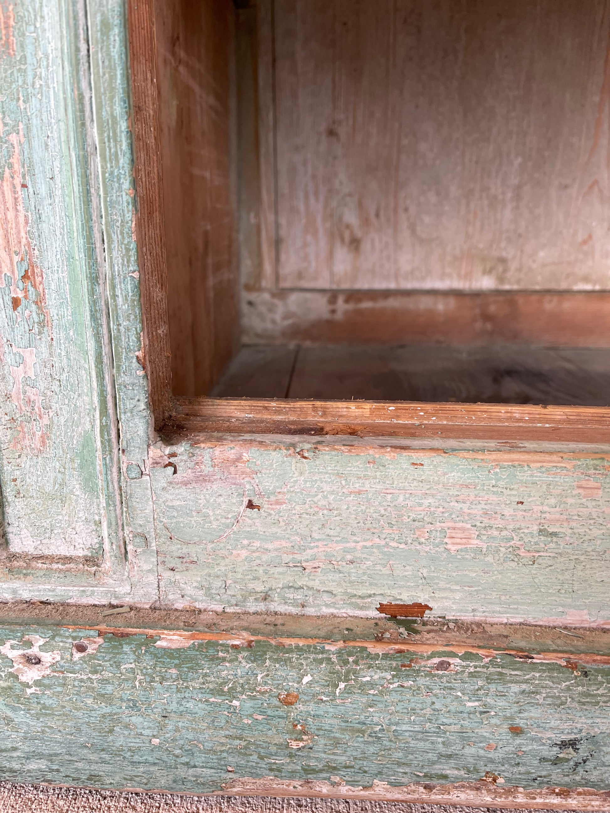 Cupboard - Green 19th Century 2 Pieces - The White Barn Antiques