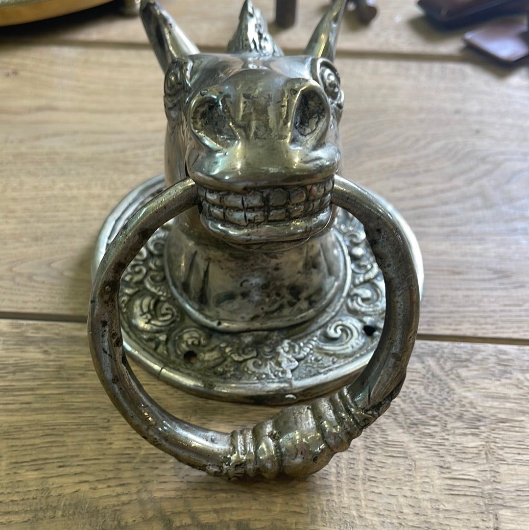 Silver Plated Donkey Door Knocker - The White Barn Antiques