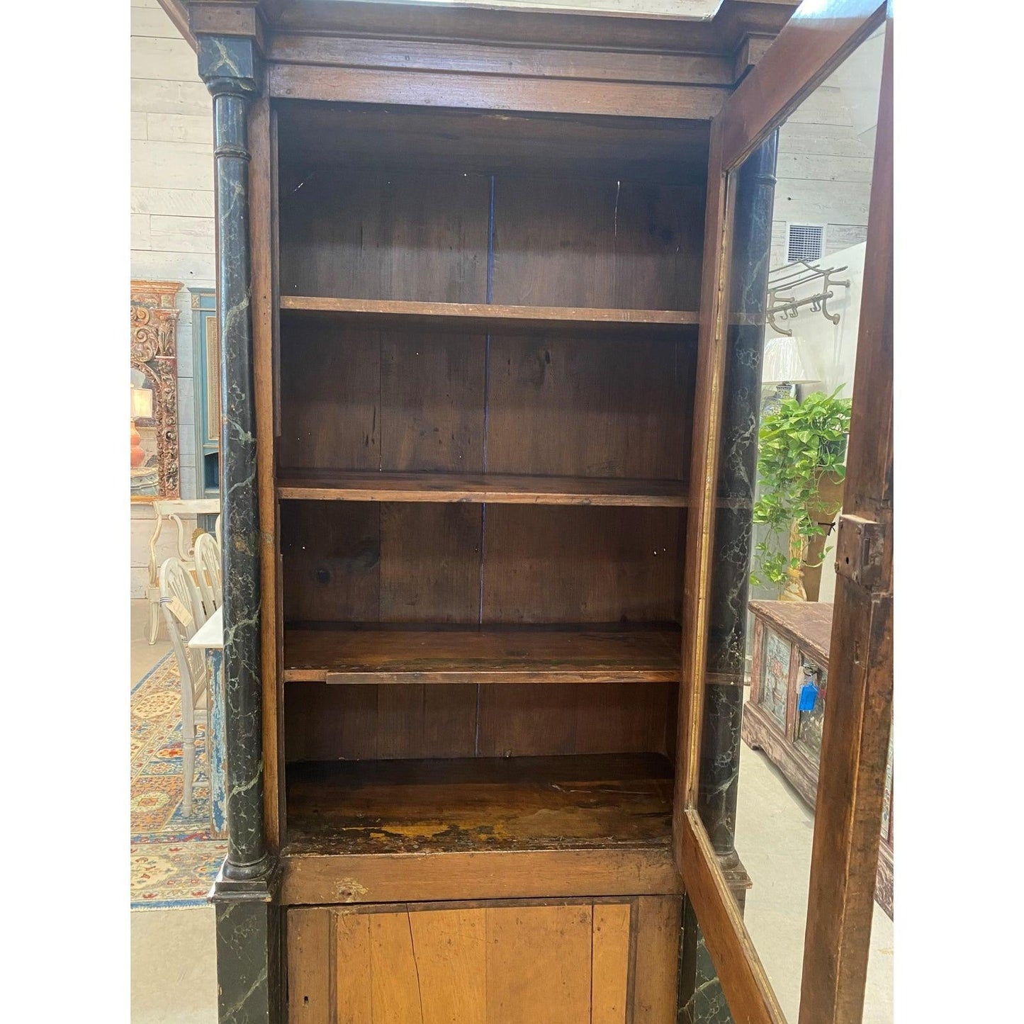 19th Century Faux Marble French Pharmacy/Apothecary Cabinet - The White Barn Antiques