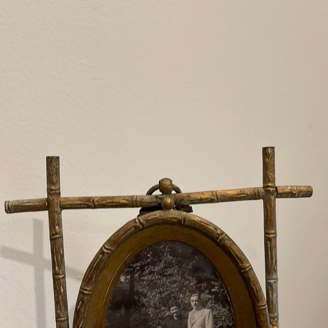 Faux Bamboo Brass Frame - The White Barn Antiques