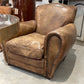 Leather Club Chair - French Moustache - The White Barn Antiques