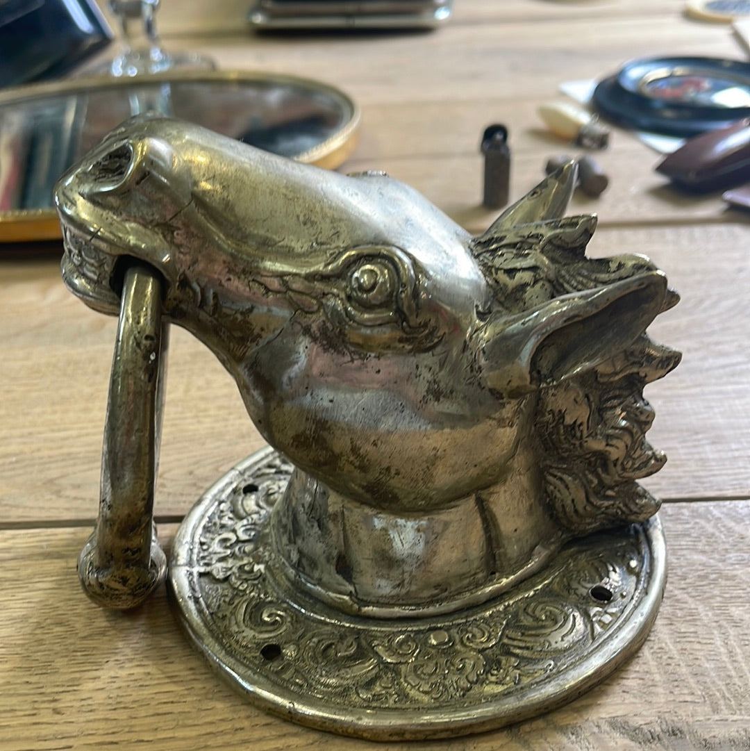 Silver Plated Donkey Door Knocker - The White Barn Antiques