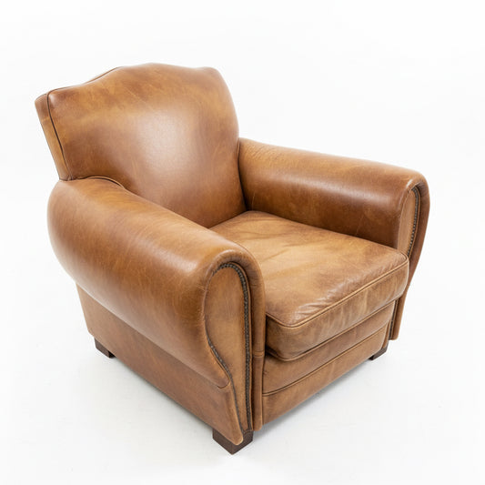 Leather Club Chair - French Moustache - The White Barn Antiques