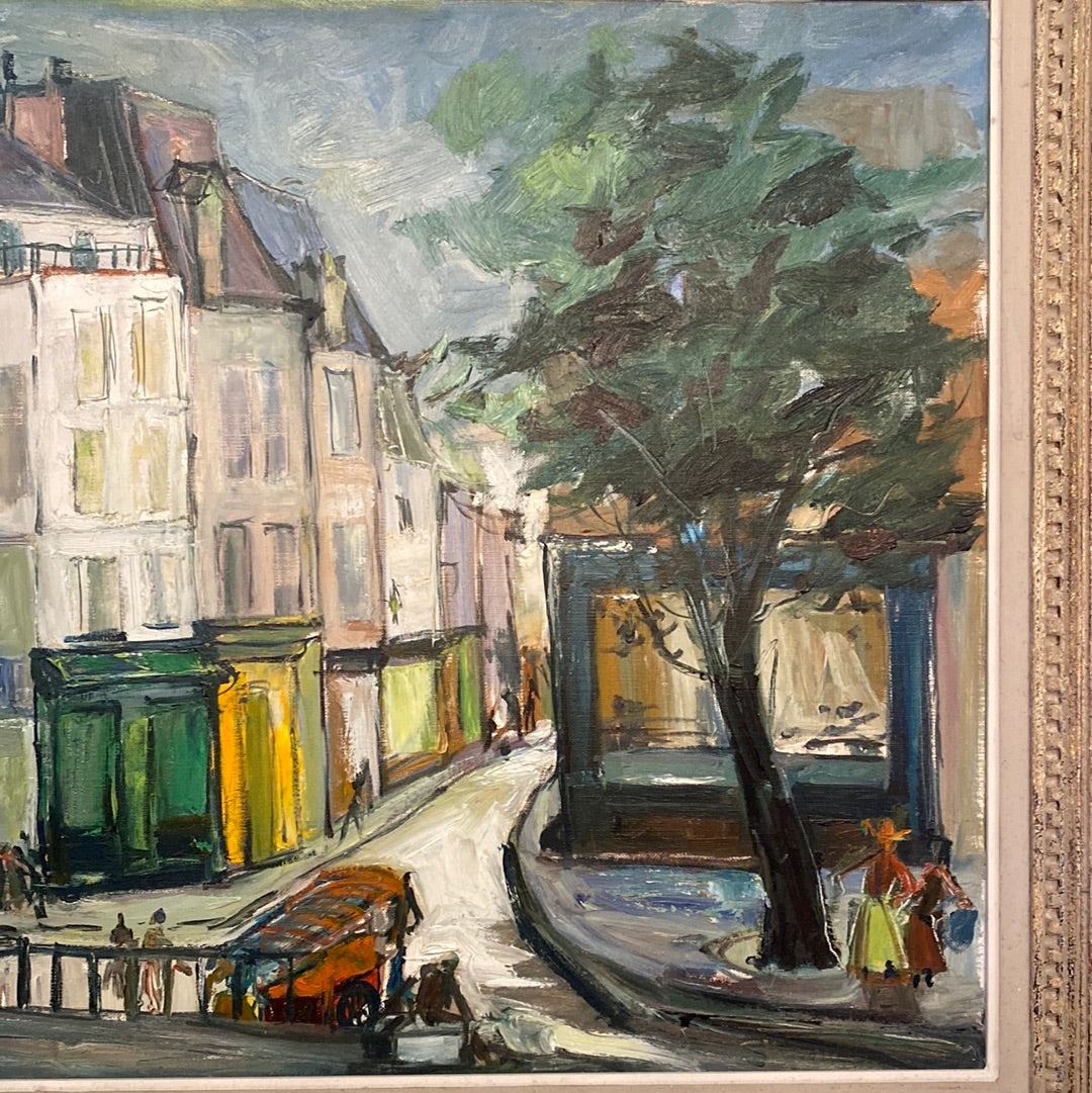 Monmarte Painting Oil on Canvas - The White Barn Antiques