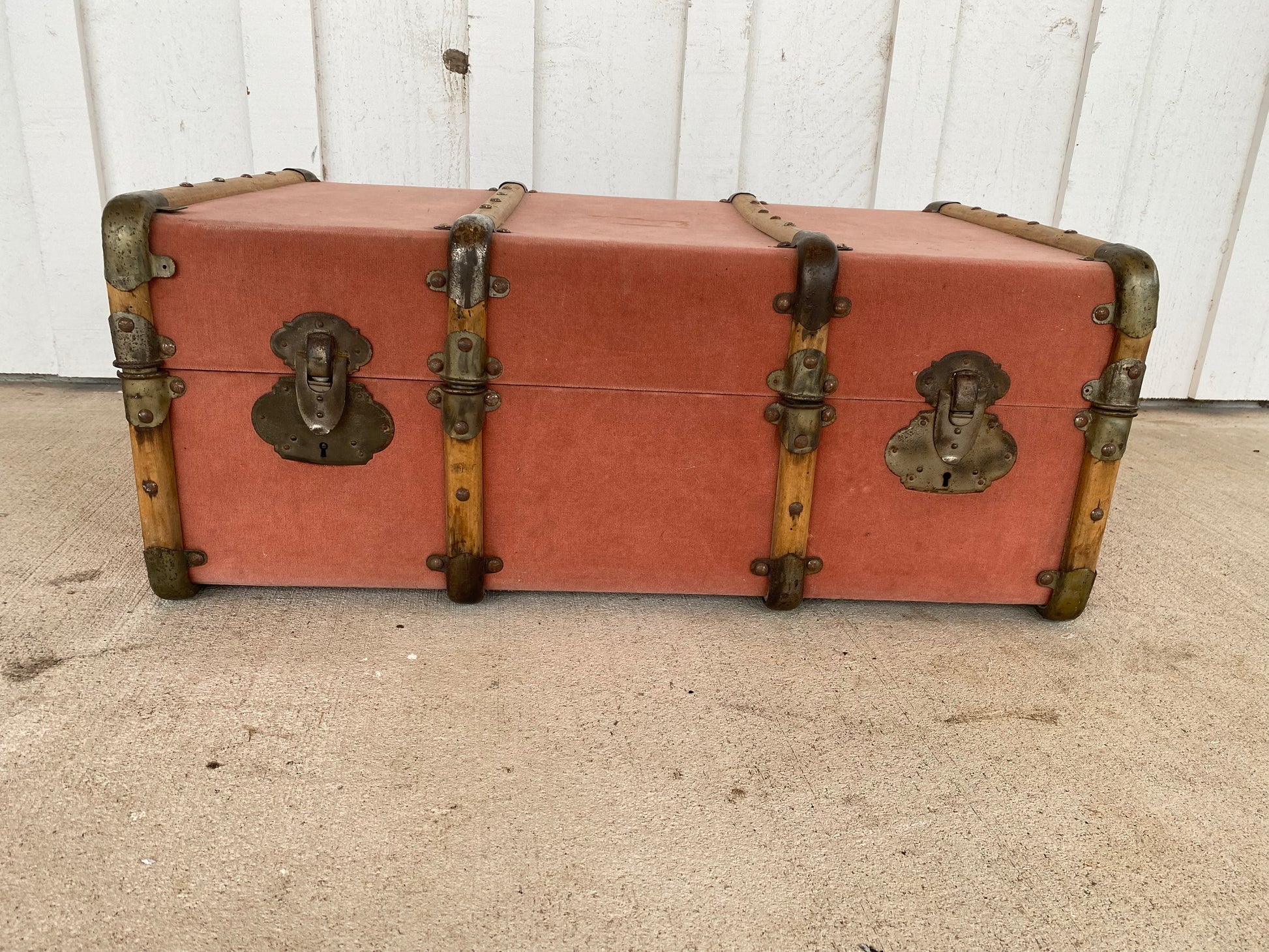 Trunk Pink Velvet - The White Barn Antiques