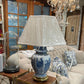 Blue and White Bird Ginger Lamp - The White Barn Antiques