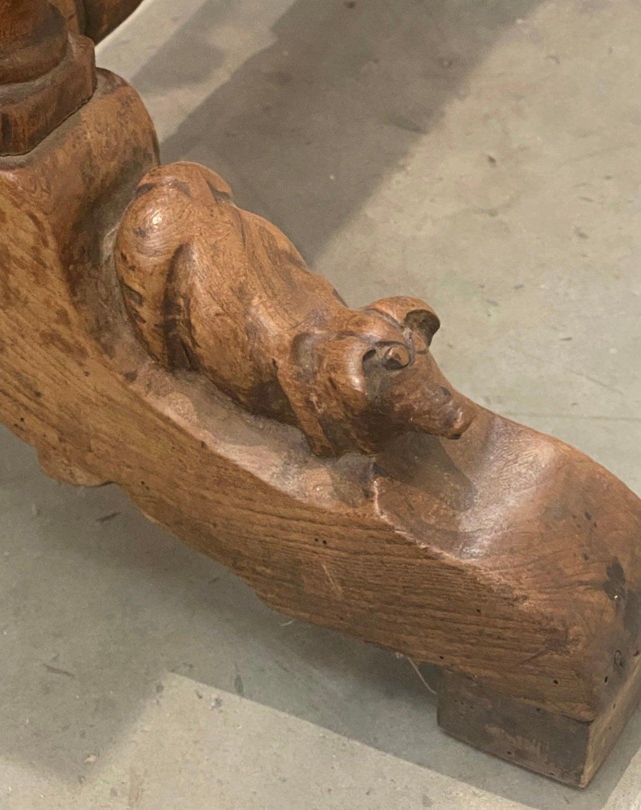 Vendage Table with Carved Detail - The White Barn Antiques