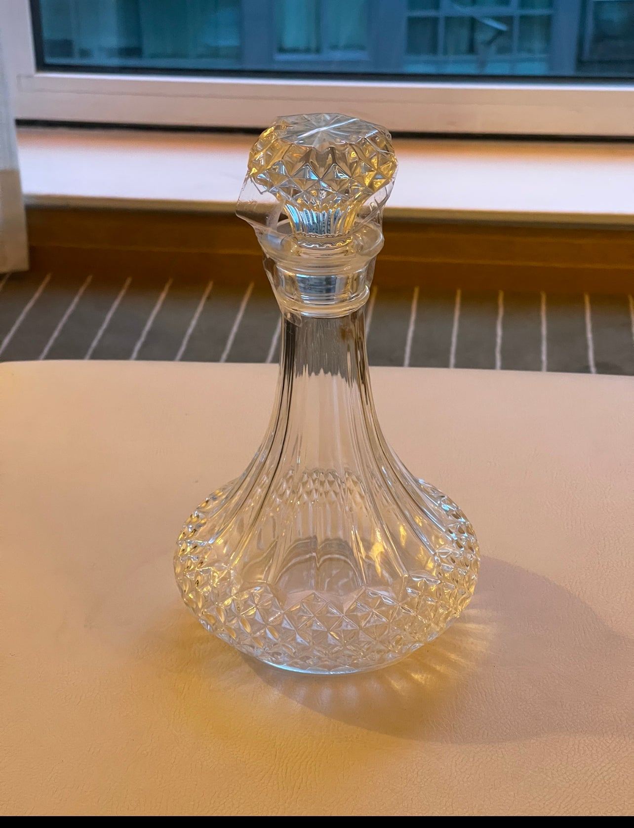 Glass Decanter with Decorative and Matching Lid - The White Barn Antiques