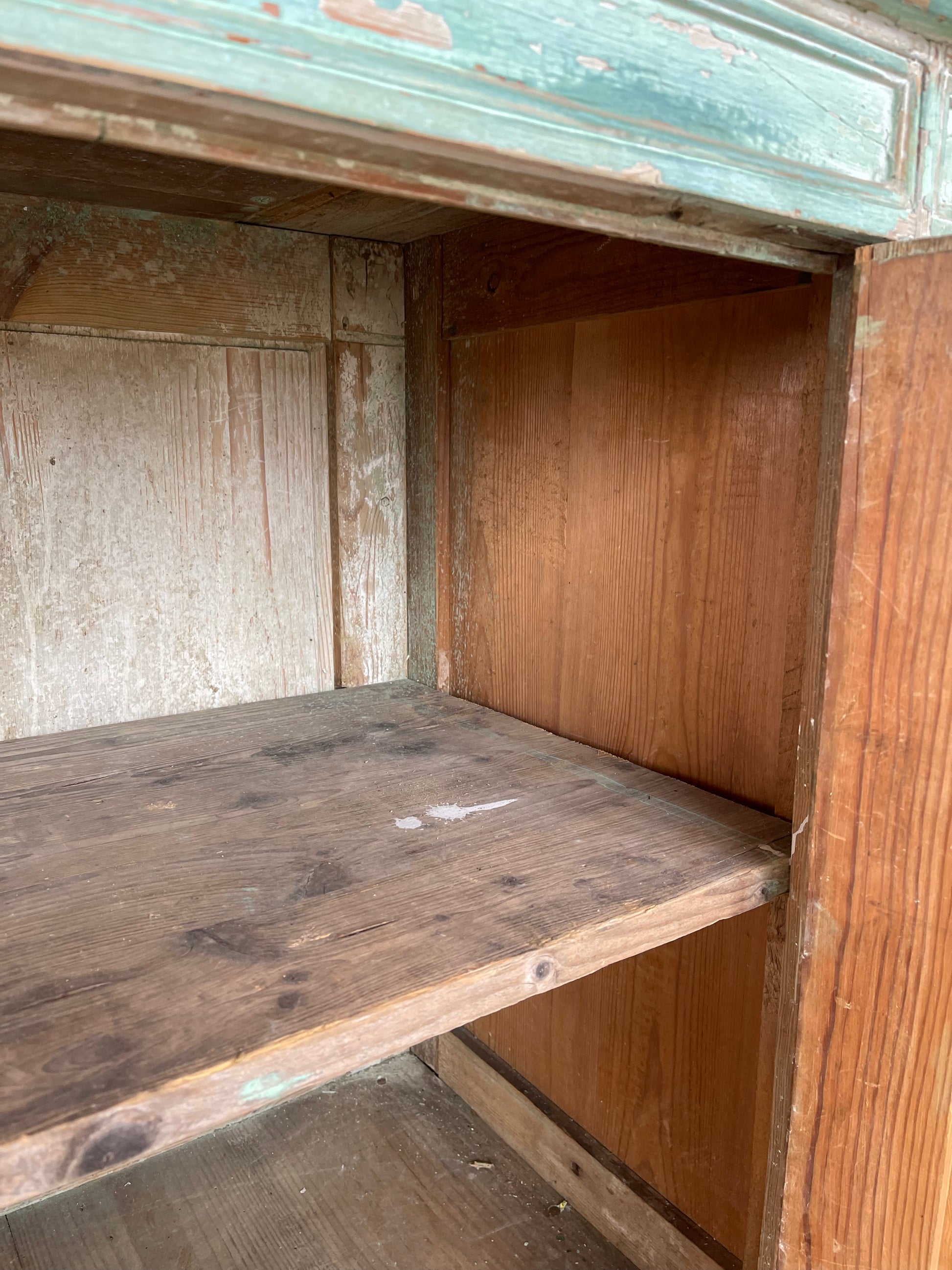 Cupboard - Green 19th Century 2 Pieces - The White Barn Antiques