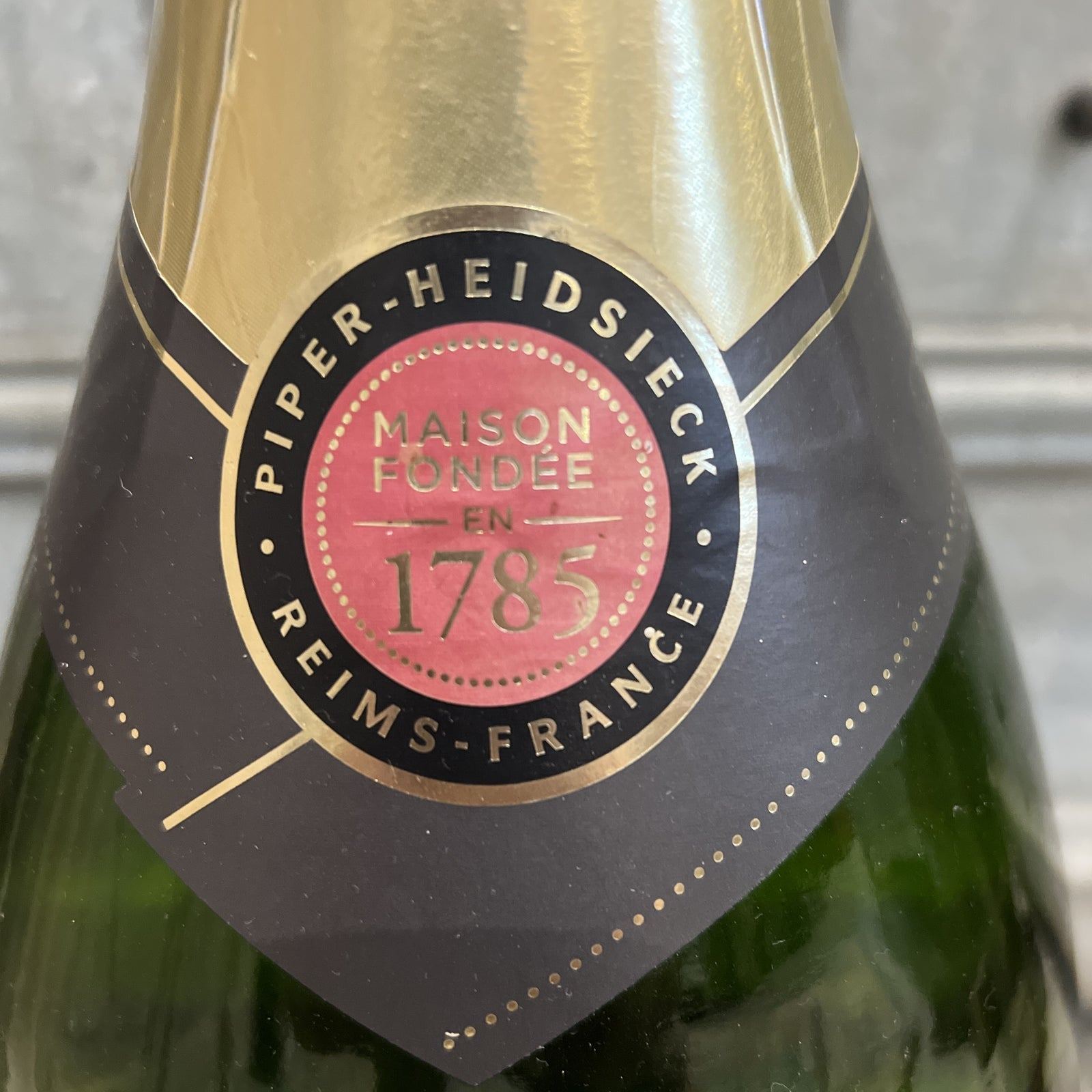 Mid-Century Modern Oversized Piper-Heidsieck Glass Champagne Bottle - The White Barn Antiques
