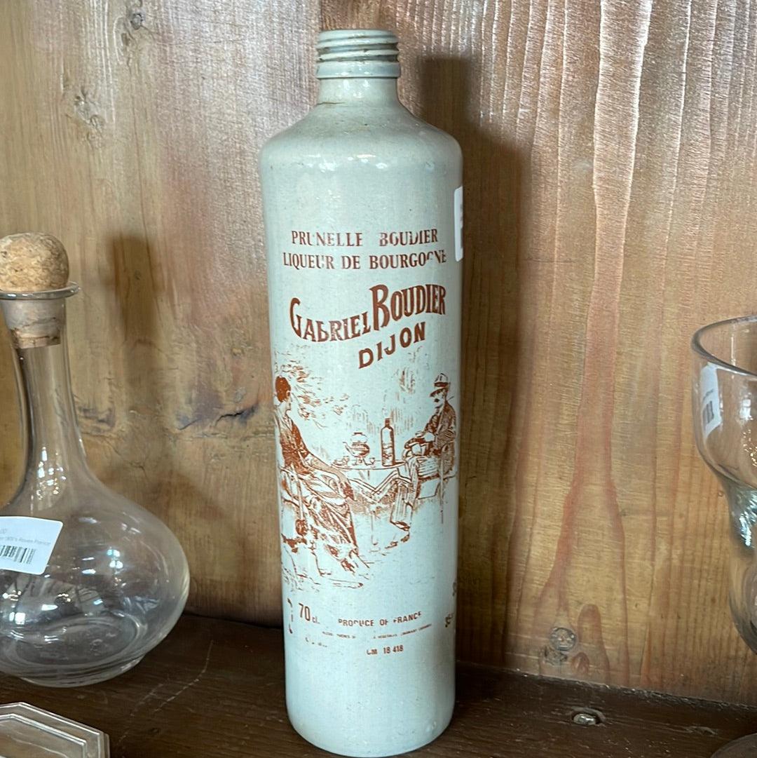 Vintage Mid 20th Century French Stoneware Prunelle De Bourgogne Liquor Bottle - The White Barn Antiques