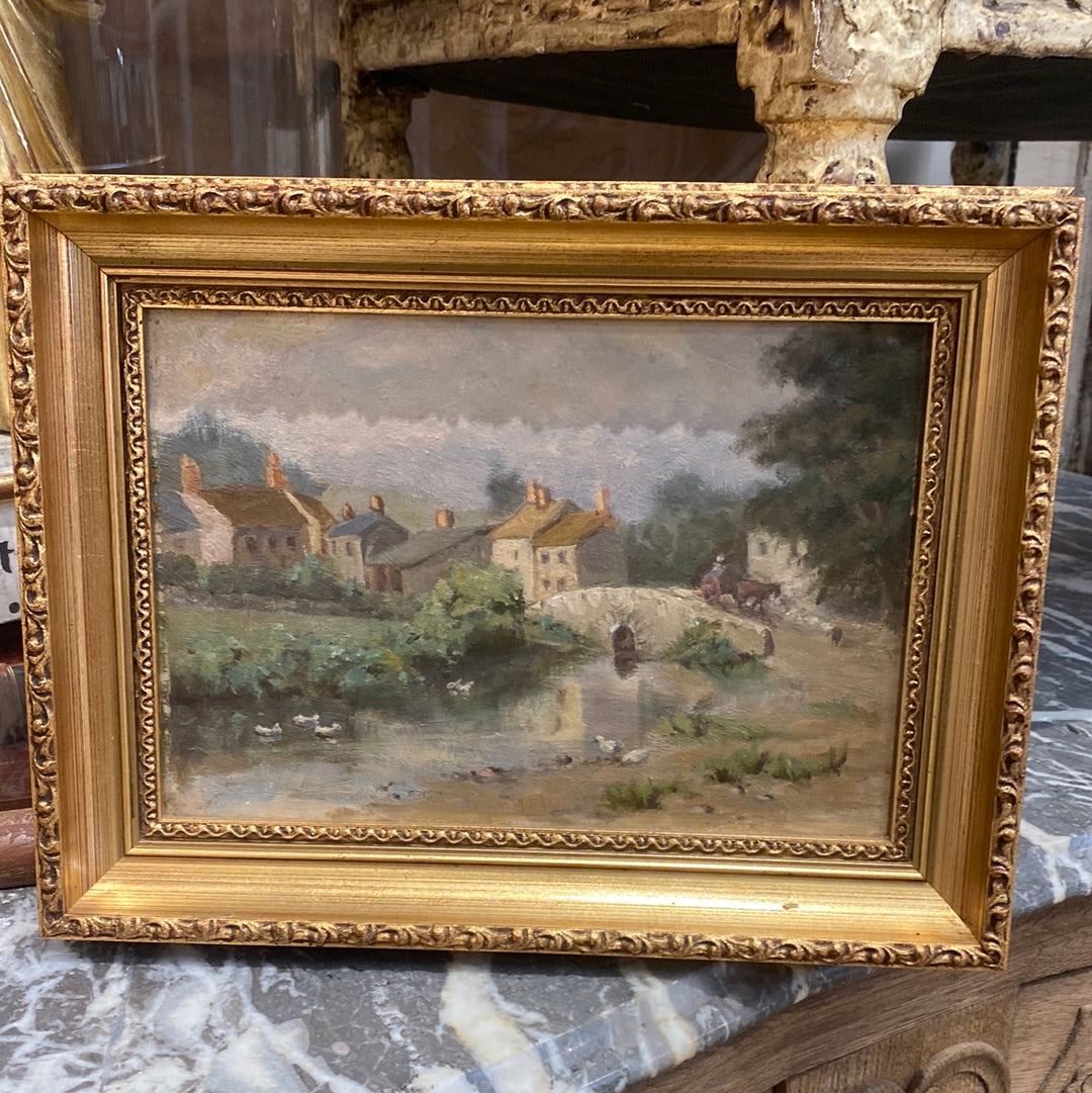 Painting of Bridge - The White Barn Antiques