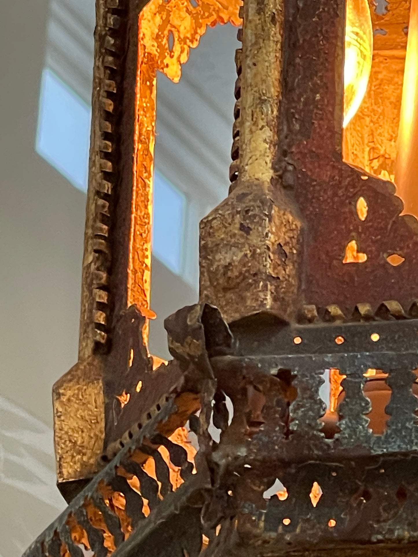 Original 18th Century Venetian Punched Metal Lantern - The White Barn Antiques
