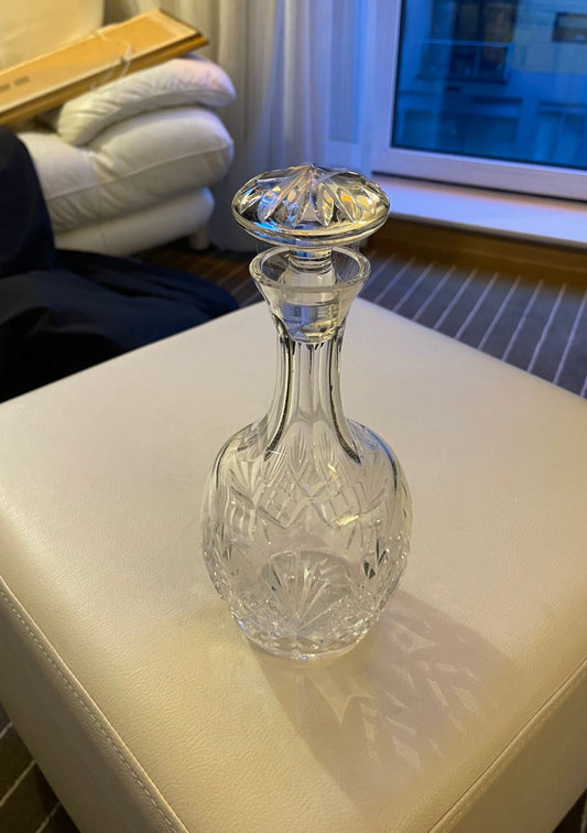 Beautiful Vase Shape Decanter with Cut Glass Bottom and Matching Lid - The White Barn Antiques
