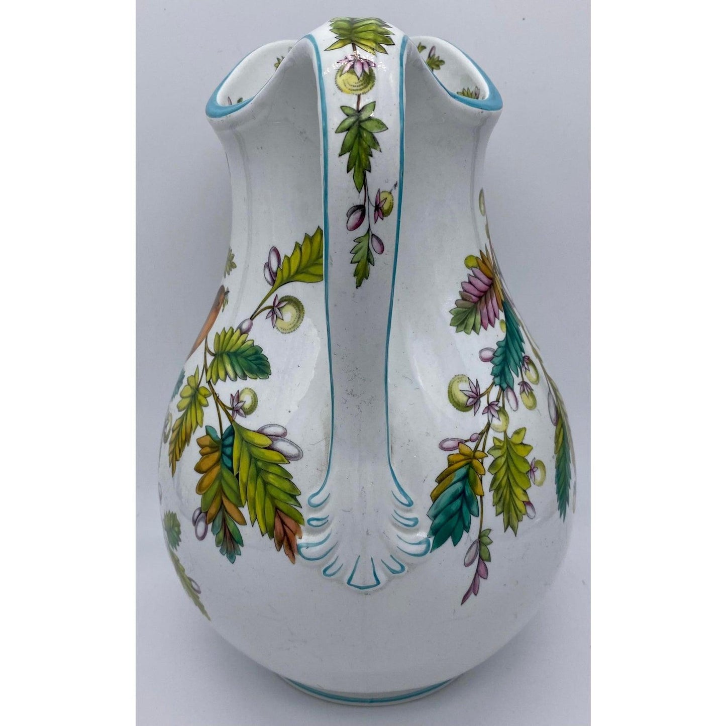 Antique English Water Jug in the Avis Pattern With Birds & Foliage, 19th Century - The White Barn Antiques