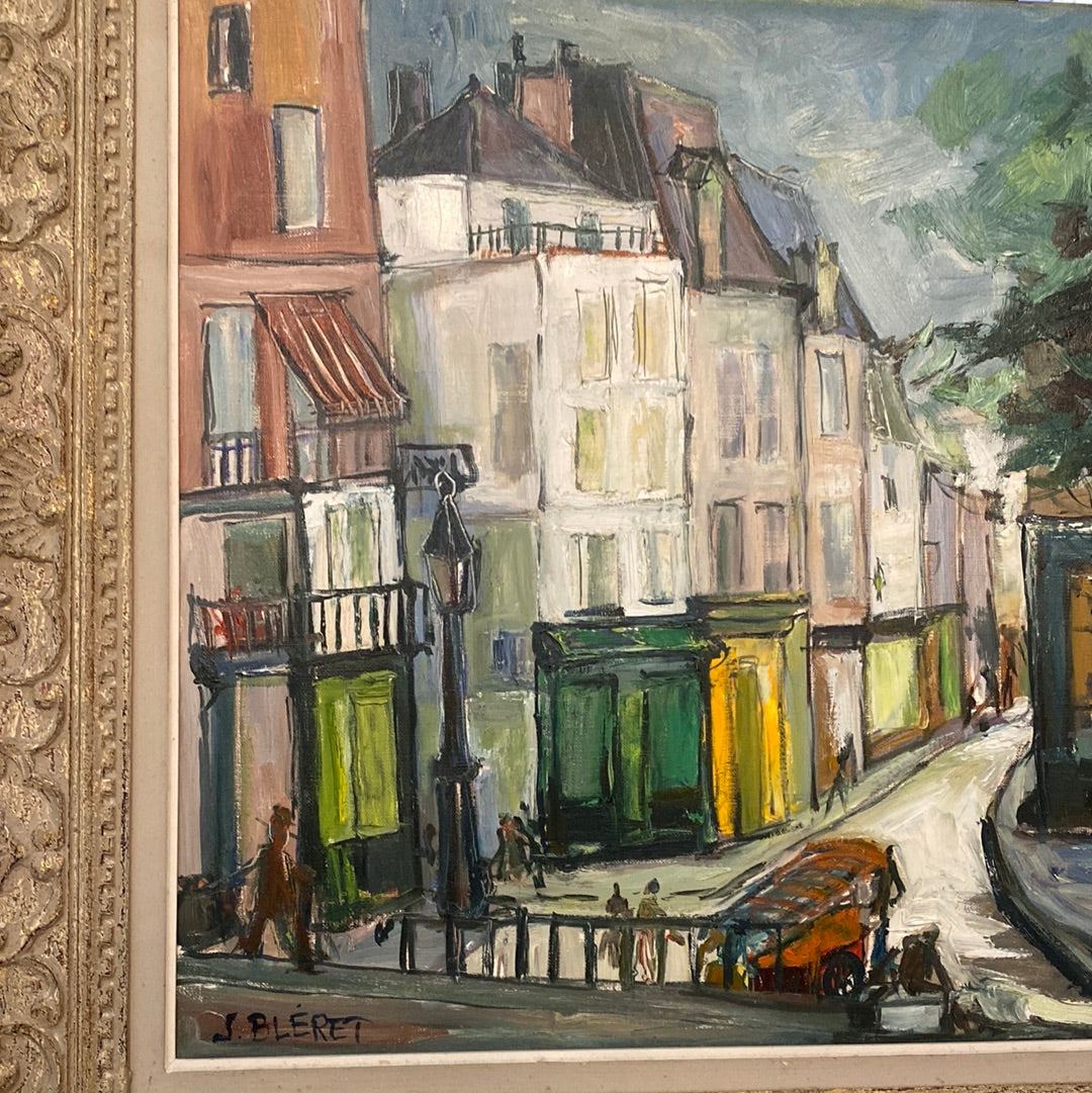 Monmarte Painting Oil on Canvas - The White Barn Antiques