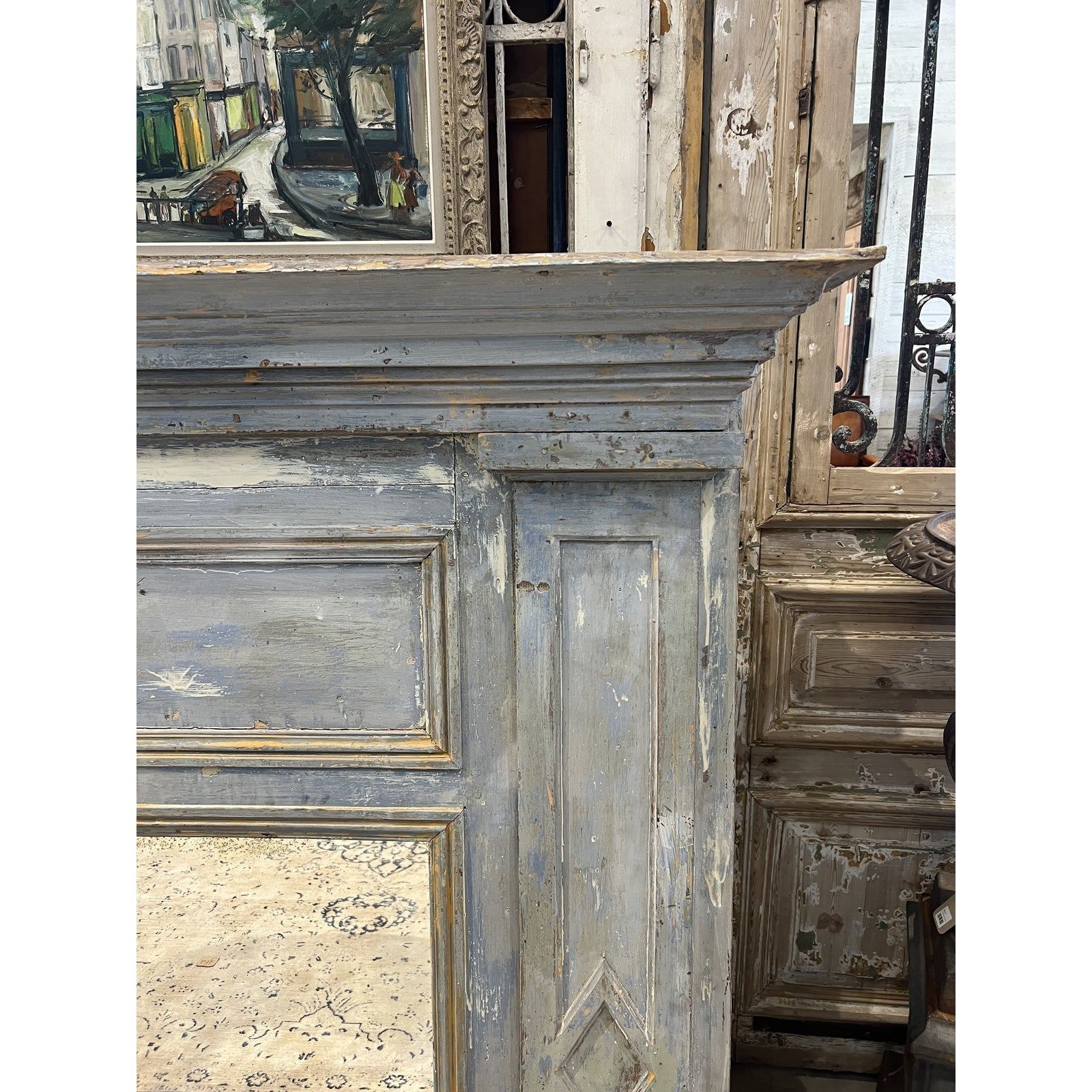 19th Century Wood Framed Mantel Mirror - The White Barn Antiques