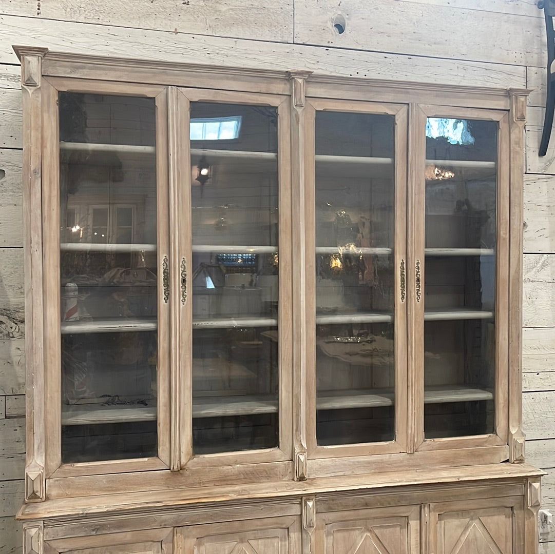 French Walnut China Cabinet with Glass Doors - The White Barn Antiques