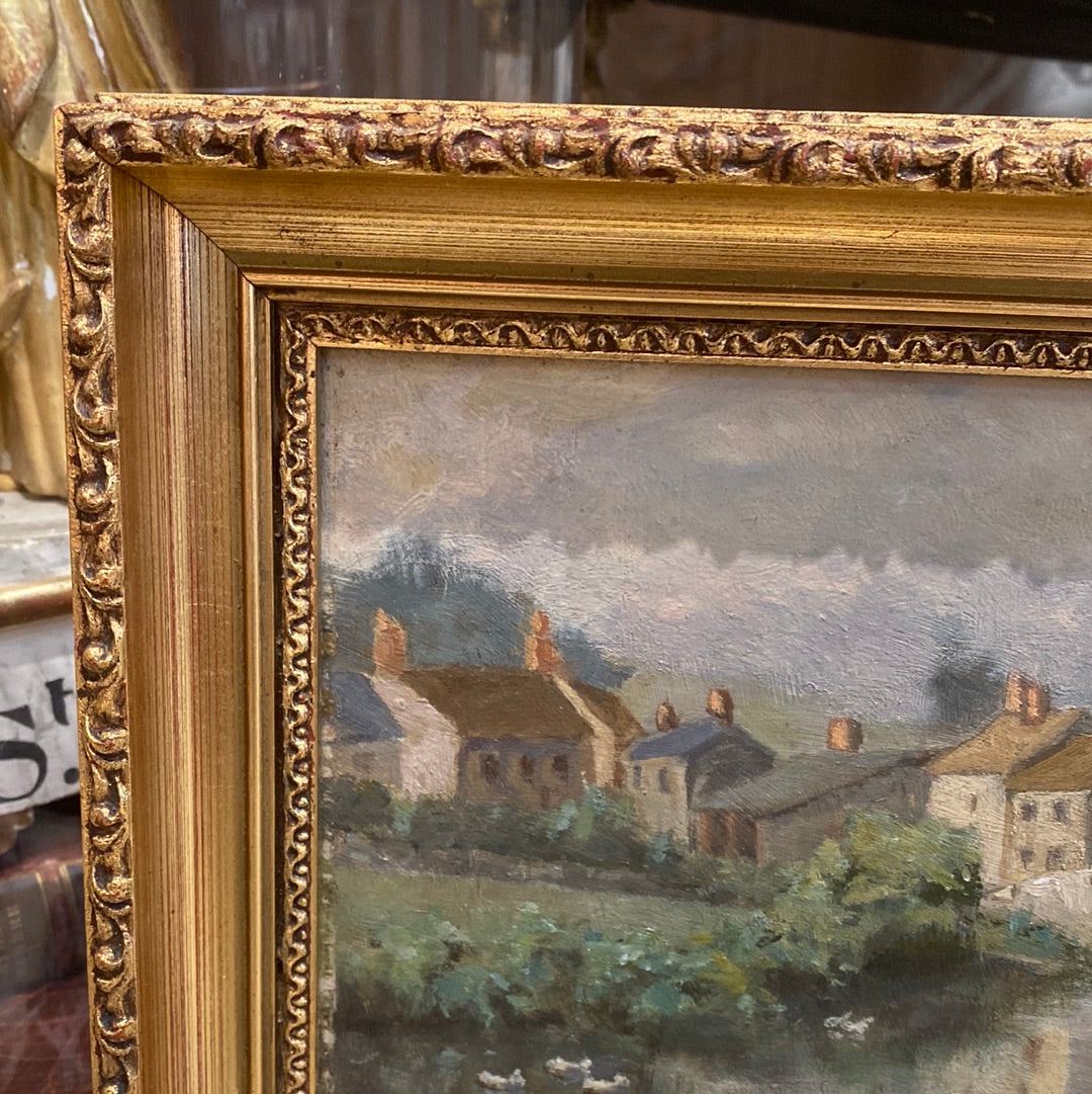 Painting of Bridge - The White Barn Antiques