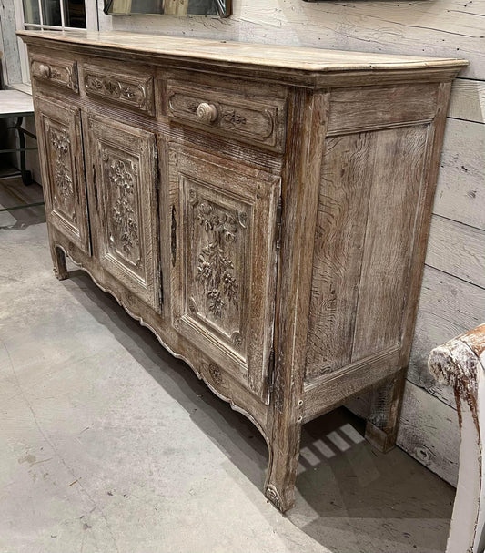 Early 20th Century French Bleached Oak Enfilade - The White Barn Antiques