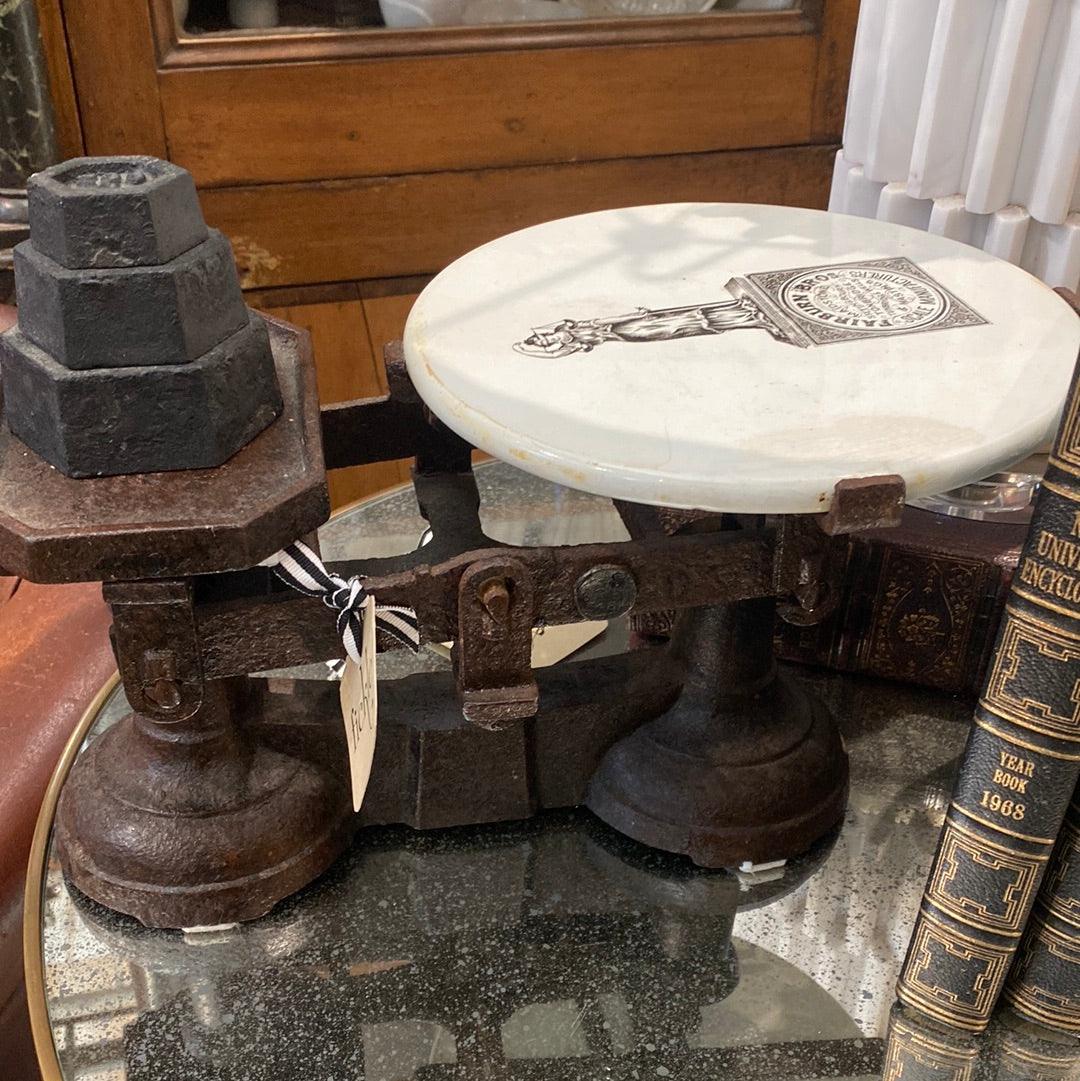 Cast Iron Scales with Ironstone - The White Barn Antiques