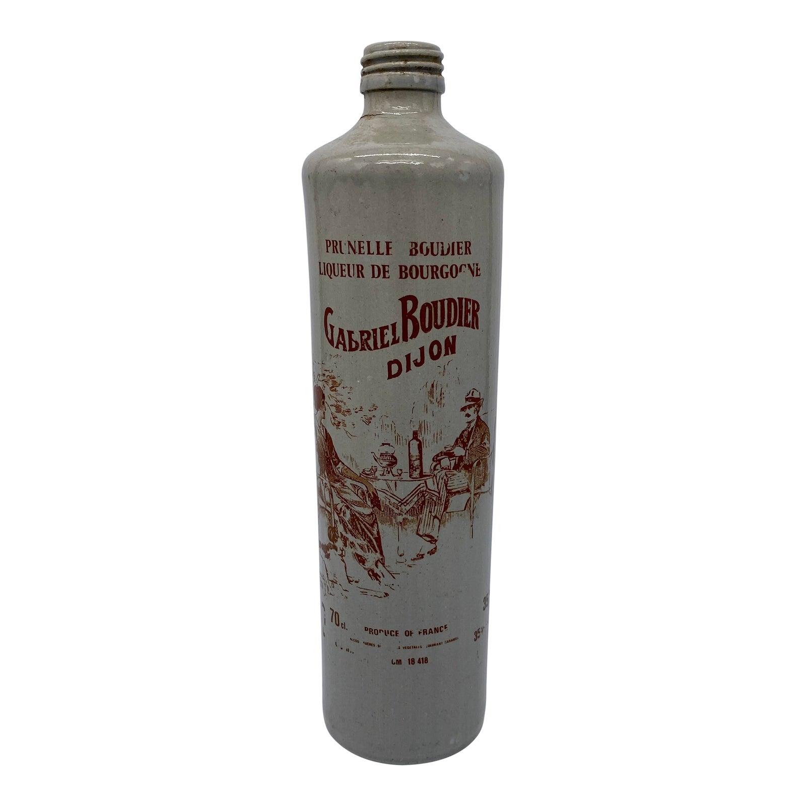 Vintage Mid 20th Century French Stoneware Prunelle De Bourgogne Liquor Bottle - The White Barn Antiques